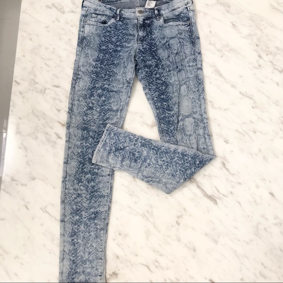Skinny snakeskin print low waist stretch jeans - Picture 1 of 4